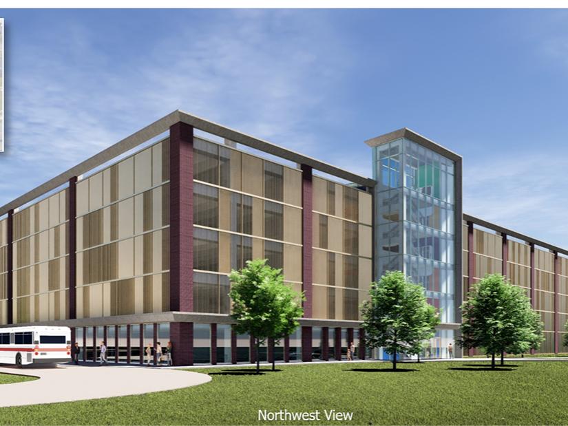 Architect's rendering of West Campus Parking Garage