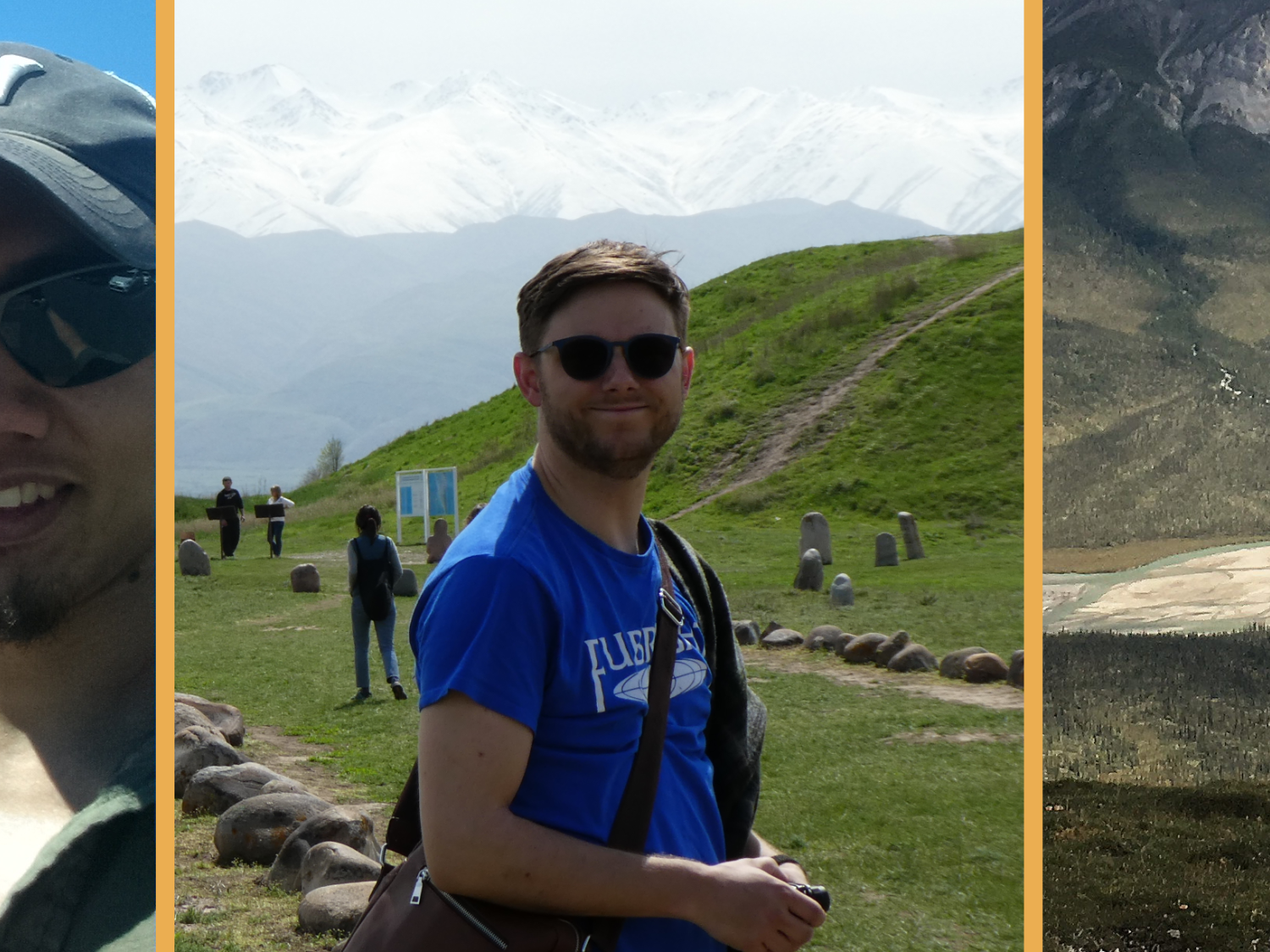 photo collage of three male students rsvh standing in outside locations
