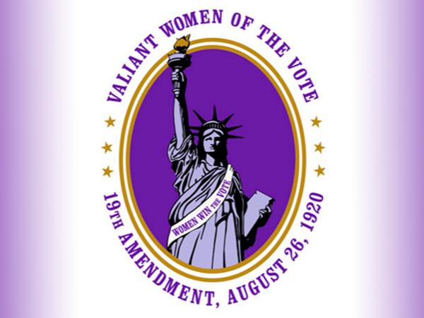 2020 Women's History Month logo celebrating 100th anniversary of women's suffrage