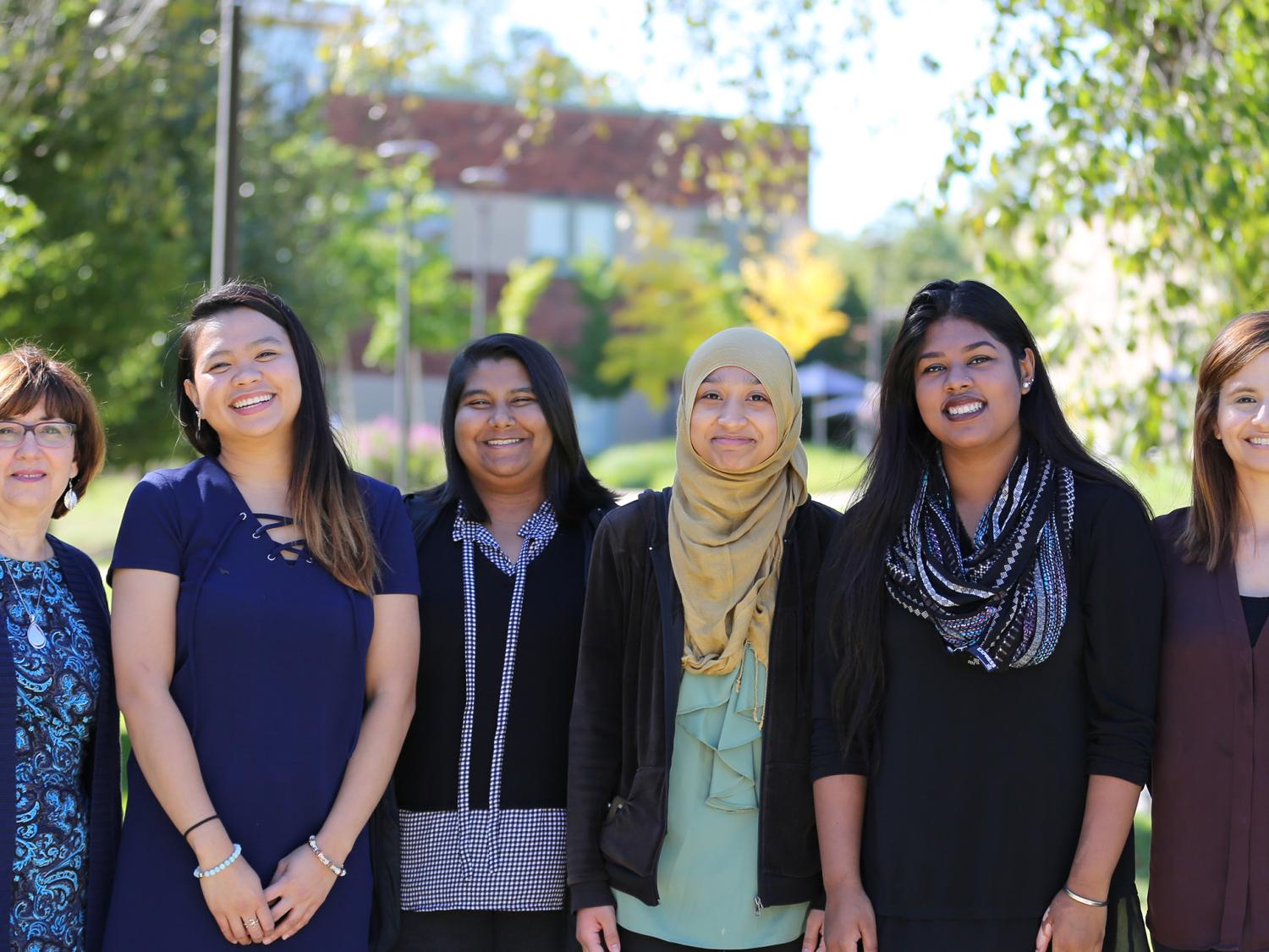Group photo of Nannette D'Imperio, Terri Quiambao, Fawzia Salahuddin, Shaimun Alam, Ifreet Rahman, and Laura Kraya. 