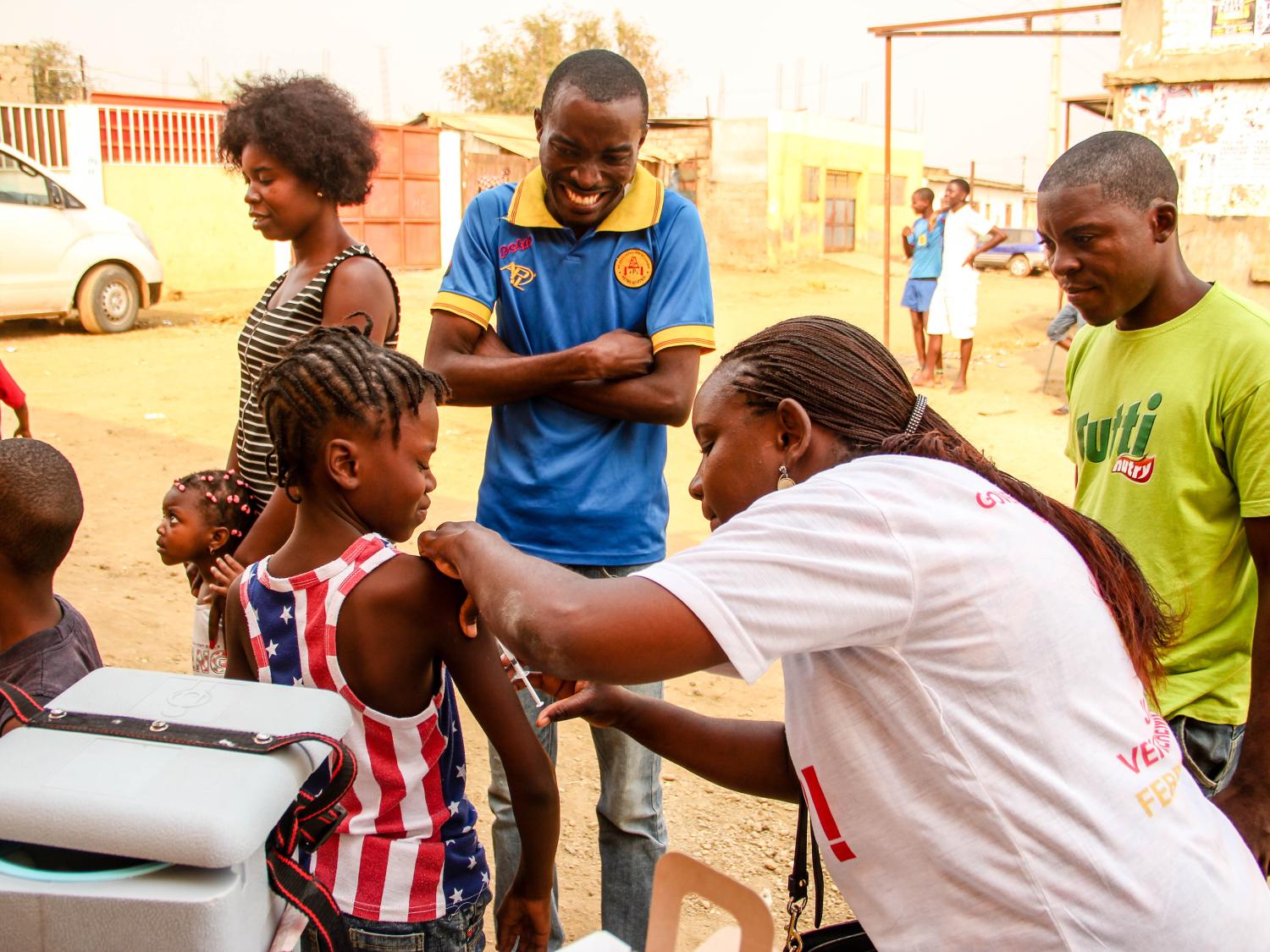 Child receives yellow fever vaccine