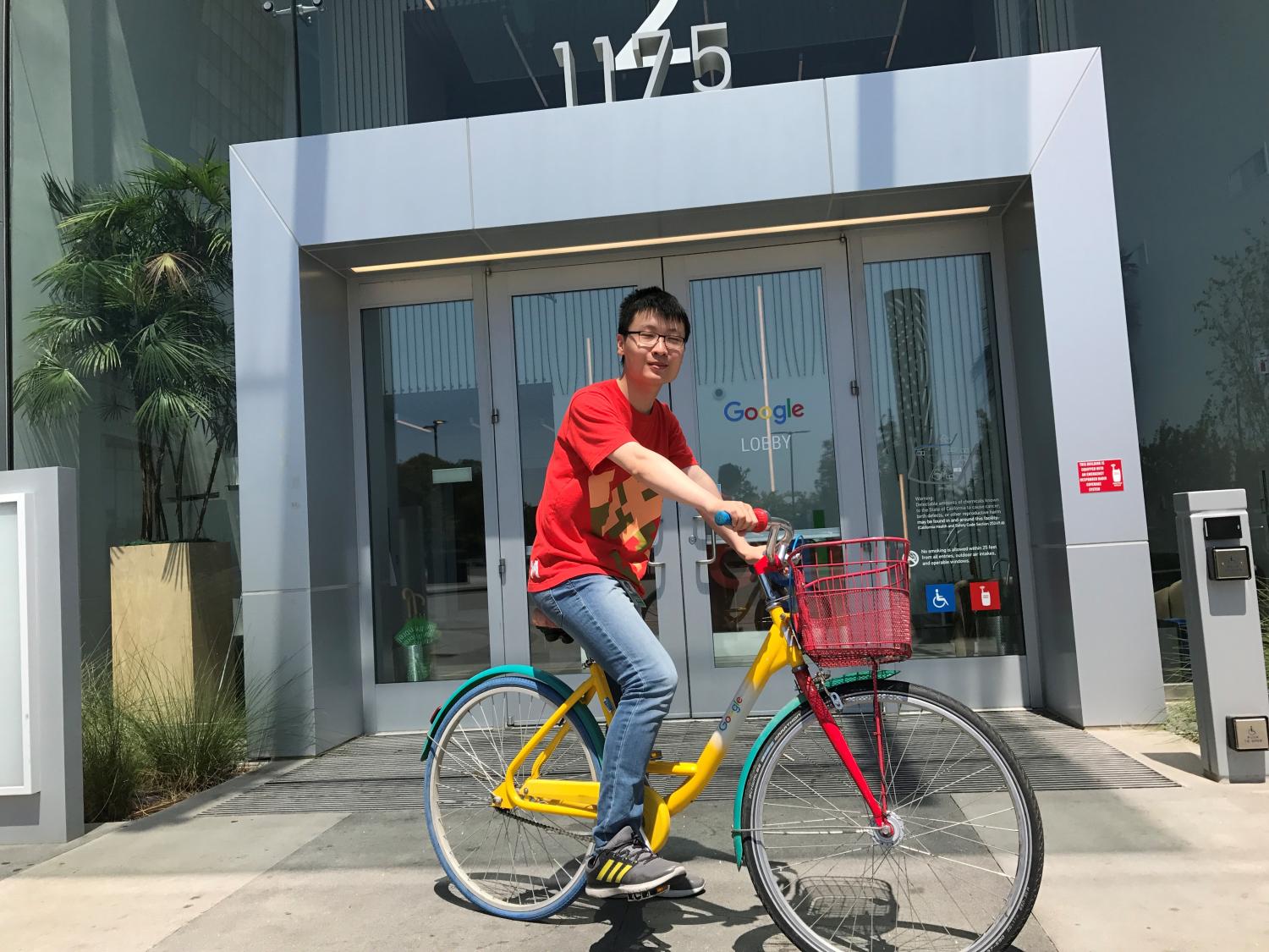 IST doctoral student Yukun Chen poses outside Google's headquarters in Mountain View, Calif. 