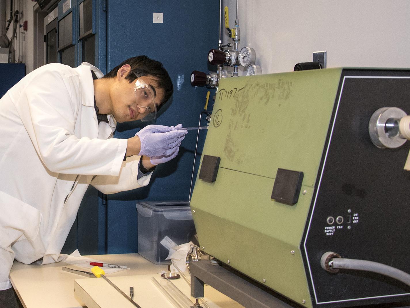 Student working in a lab