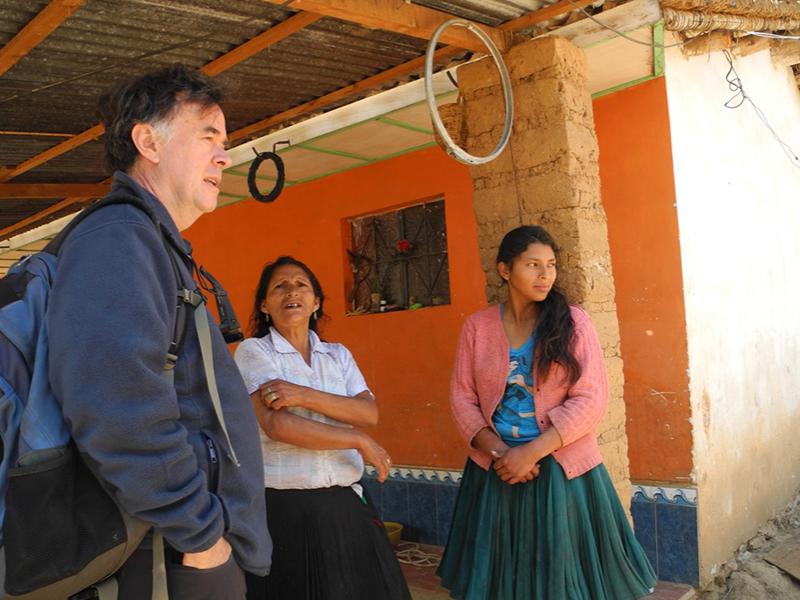 Karl Zimmerer talks in 2016 with farmers who grow high-biodiversity Andean maize in Huánuco in the Andes of Central Peru. 