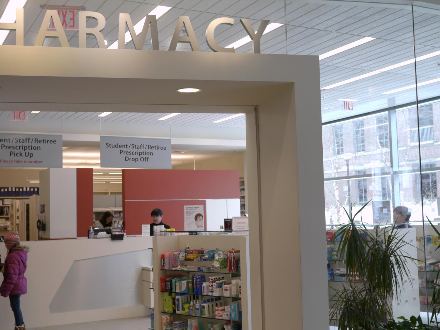 Pharmacy entrance at the Student Health Center