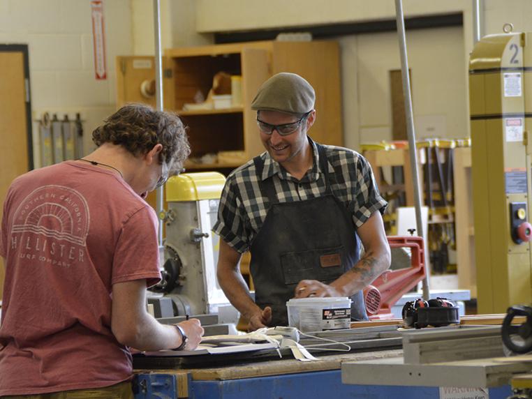 Mark Risso, SoVA Shop Technician Guides Student  
