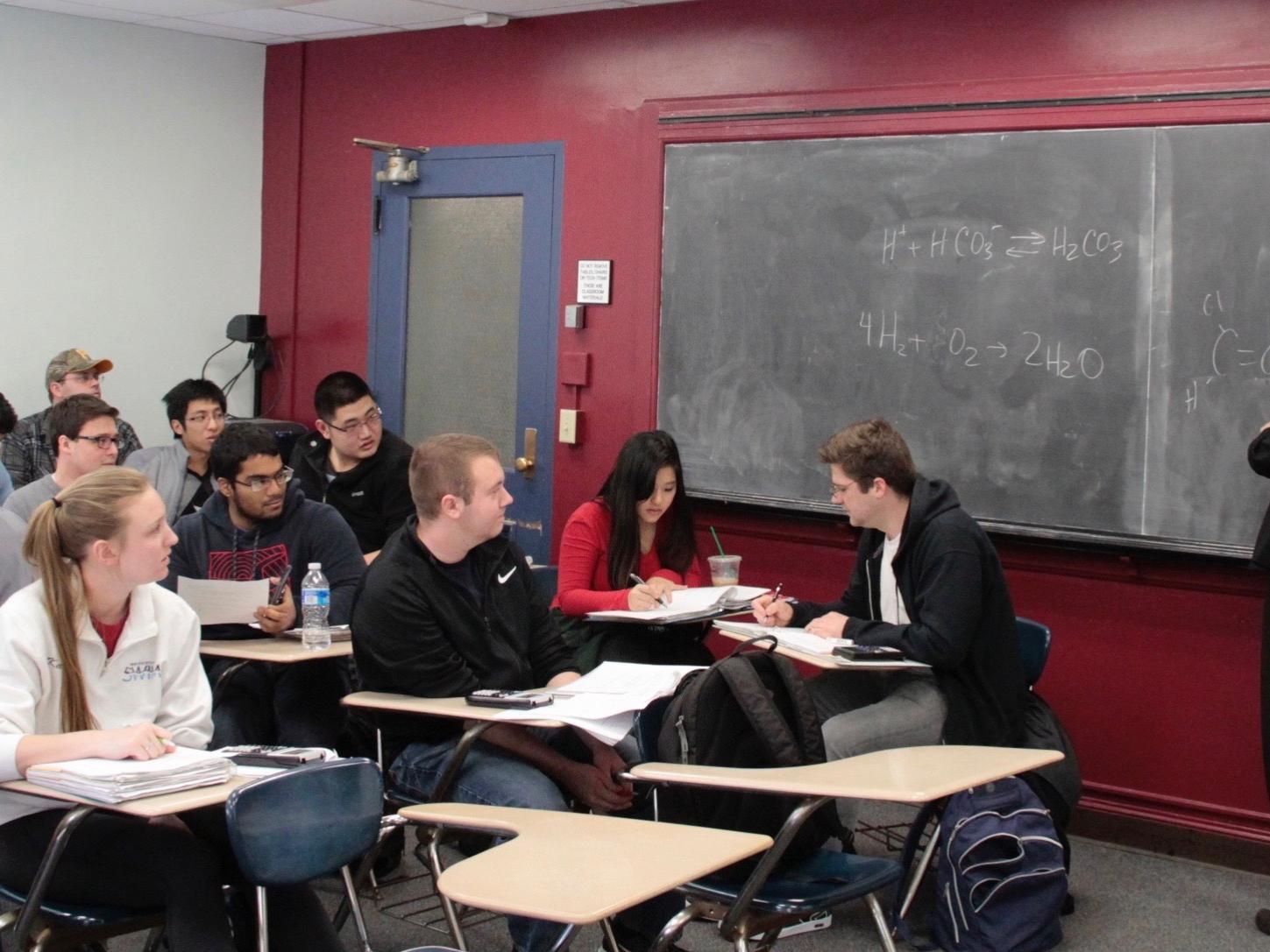 Stephanie Velegol teaching students in a classroom.
