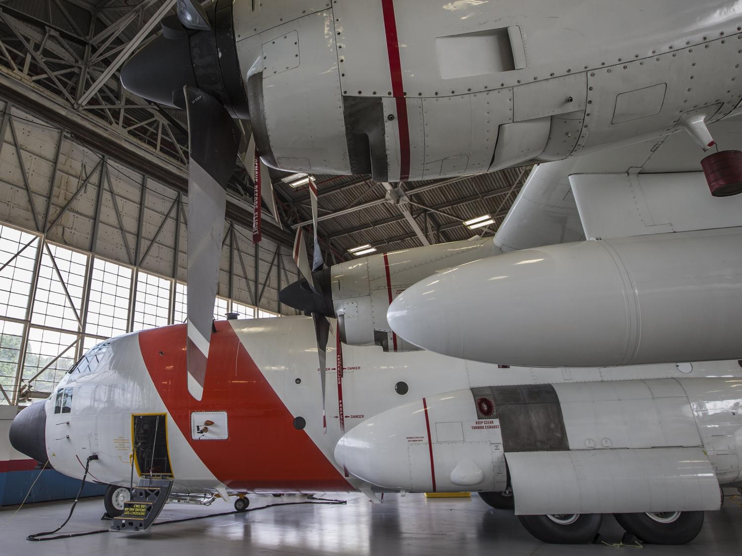 C-130H plane in hangar