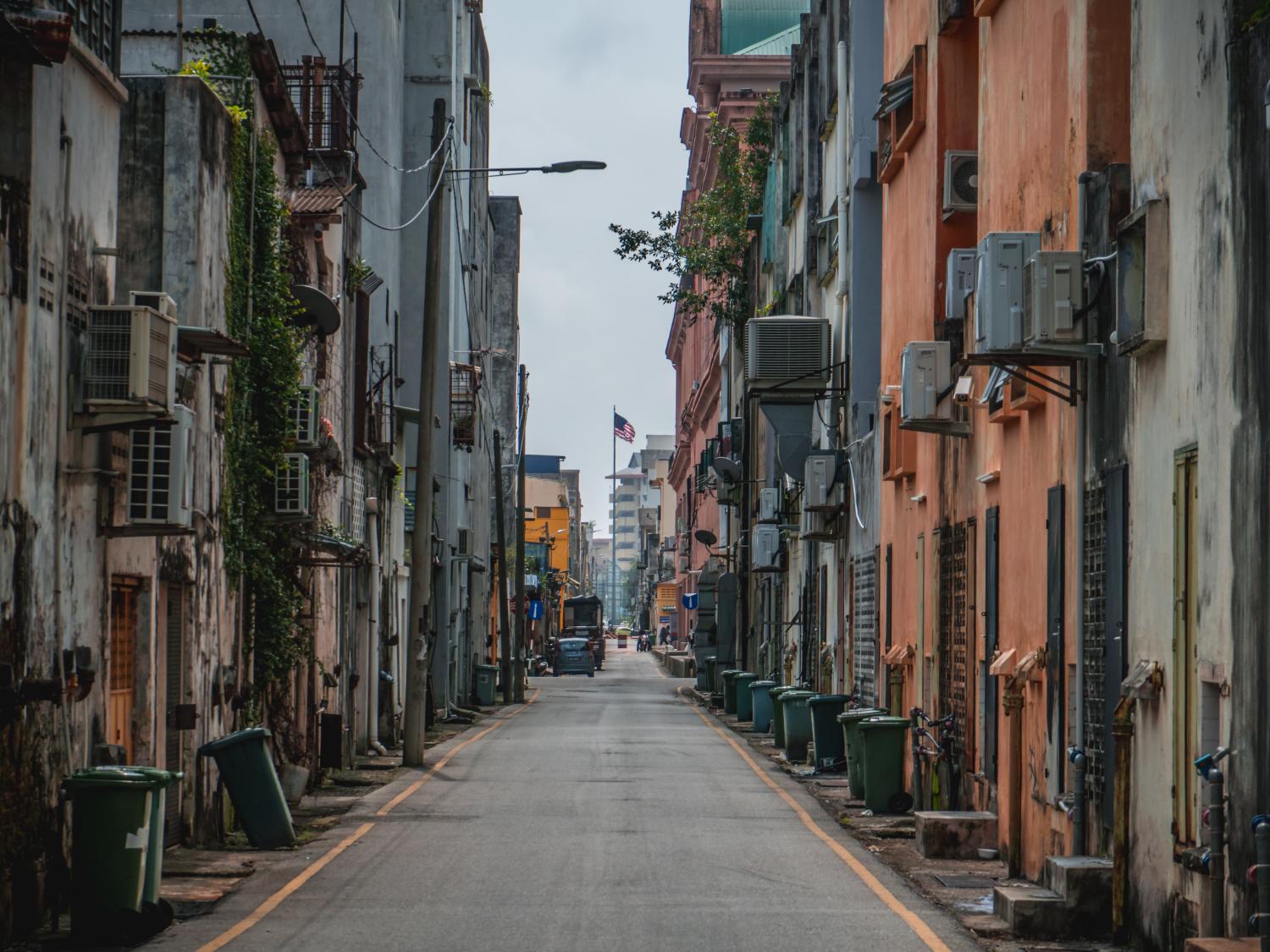 City street between buildings