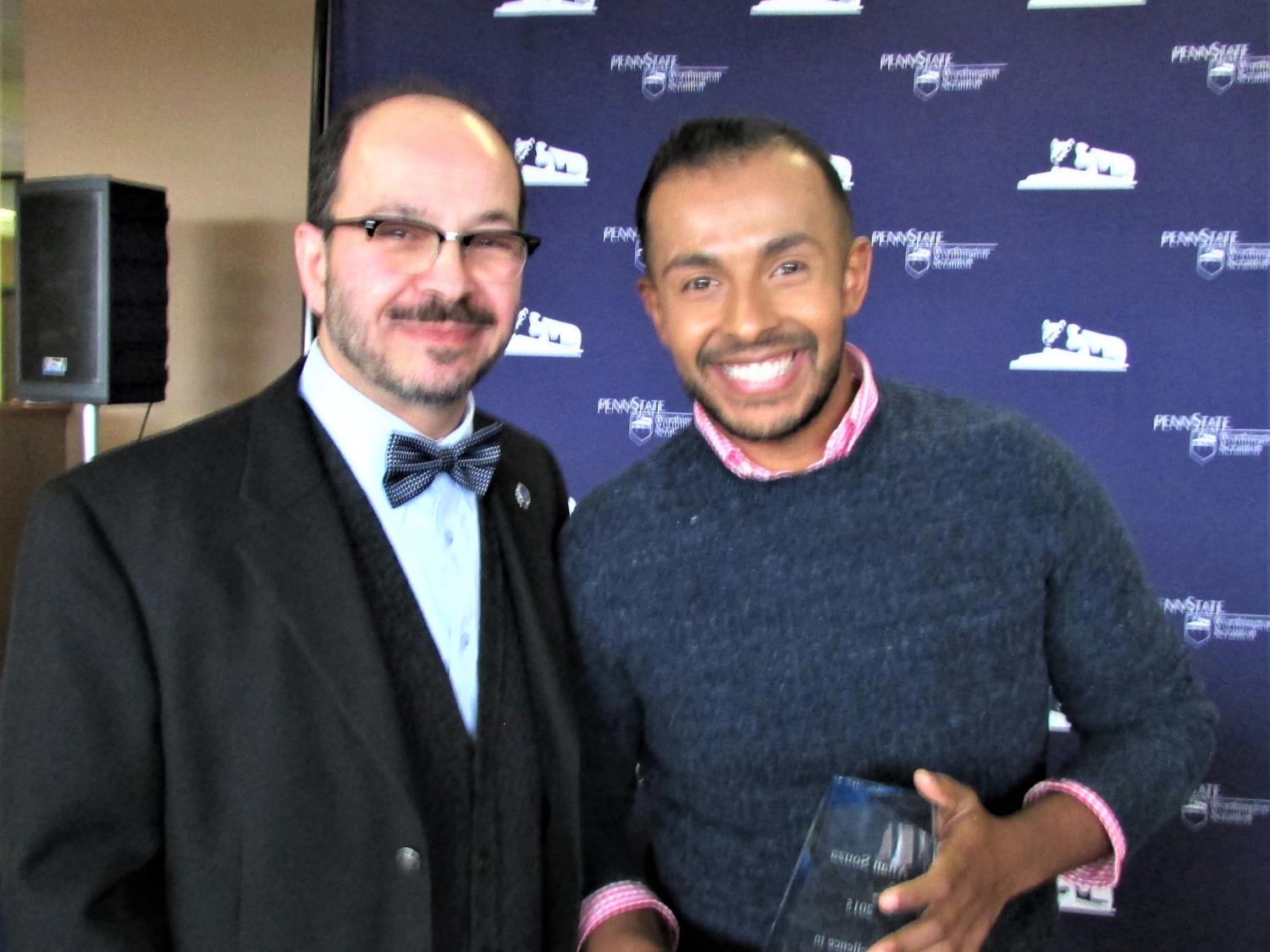 Penn State Scranton alumnus Alan Souza with Chancellor Marwan Wafa