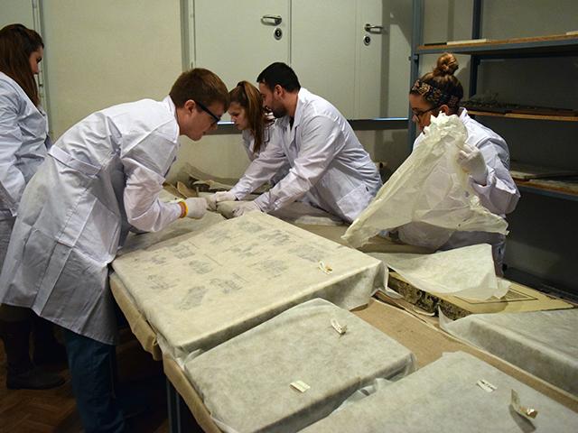 students preserving documents