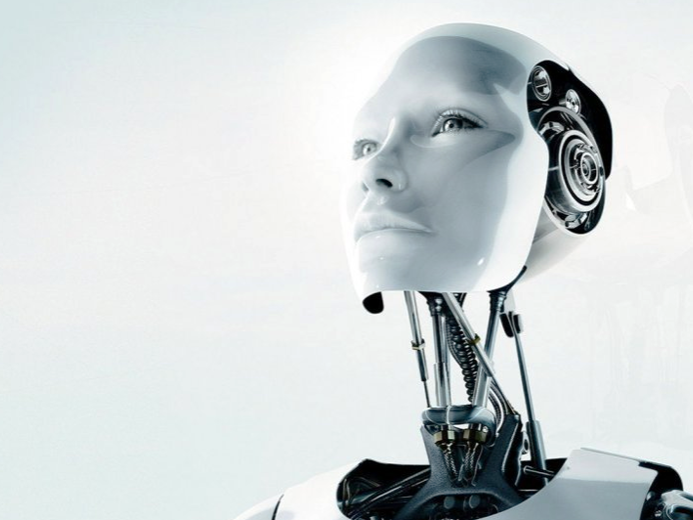 Face of a robot with human-like features