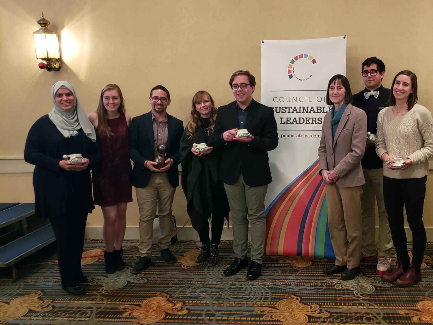Graduates, undergraduates and one faculty member received awards for the achievements in sustainability during the Sustainability Expo & Awards Ceremony