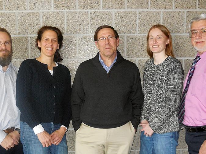 The "Geospatial Intelligence & the Geospatial Revolution" MOOC team: Mark Wherley, Maria Wherley, Todd Bacastow, Erin Long, and Dennis Bellafiore.