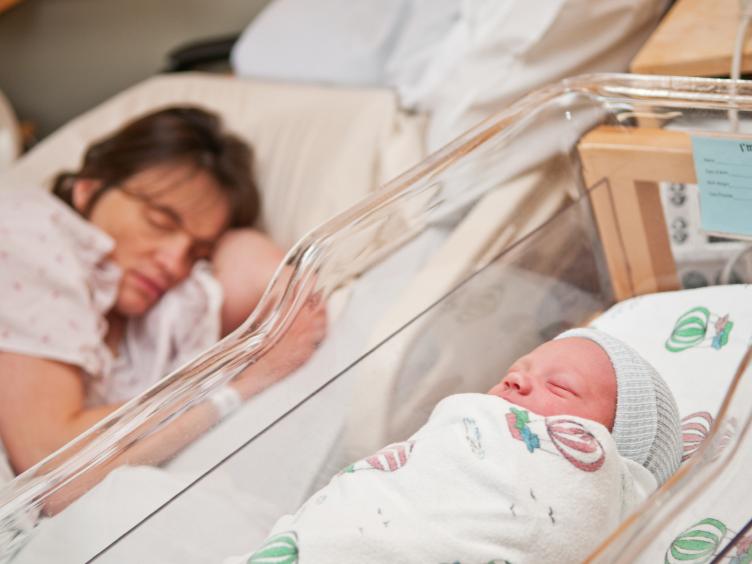 mom and baby in hospital