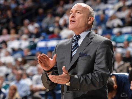 Penn State men's basketball coach Patrick Chambers on the sideline