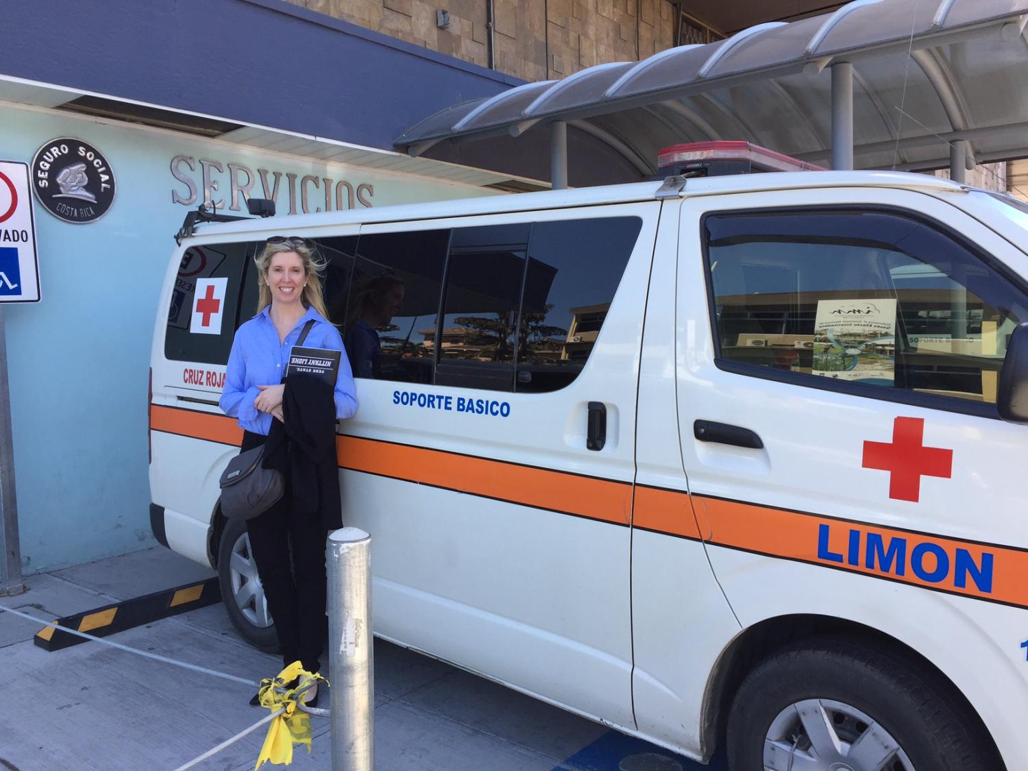 Serena Carlson near ambulance in Costa Rica