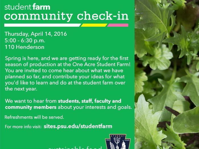 student farm community check-in