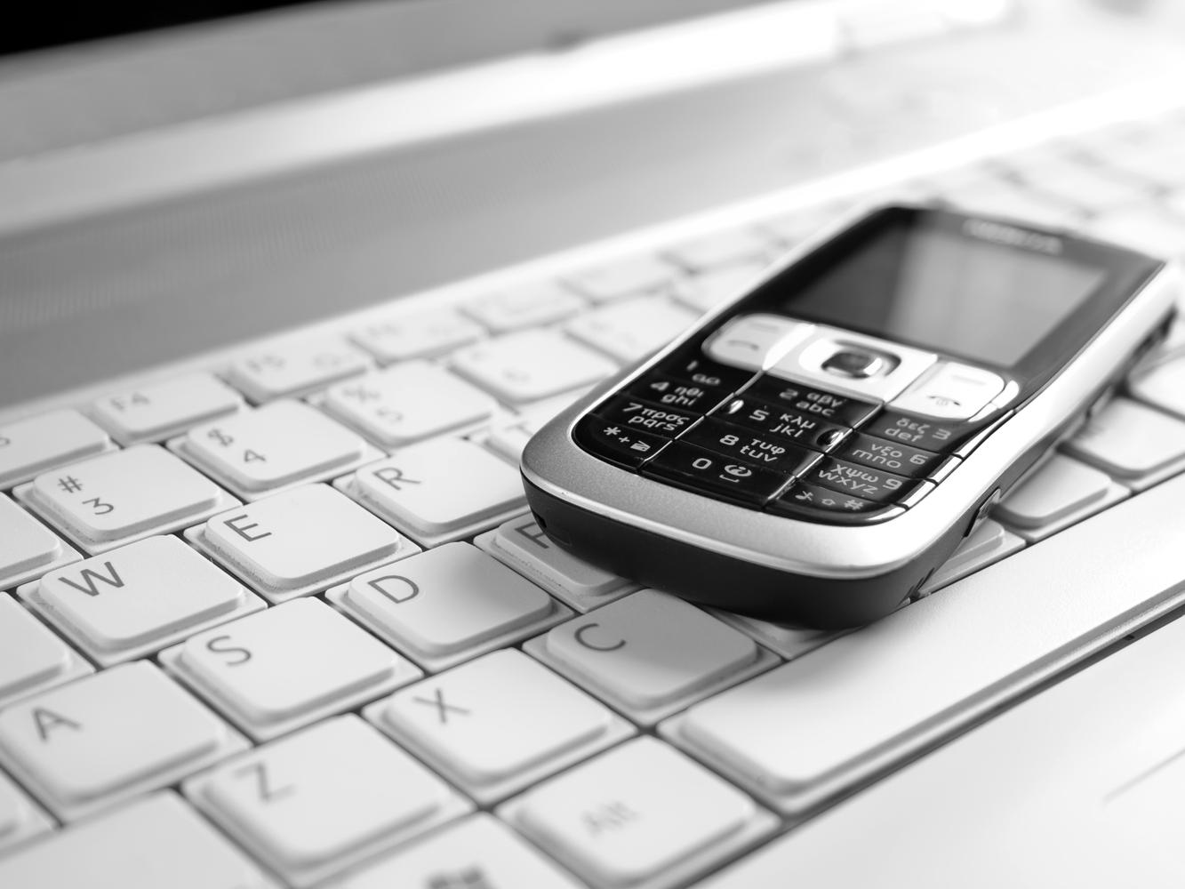 Cell phone on keyboard