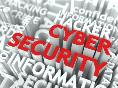 white word cloud, red cyber security