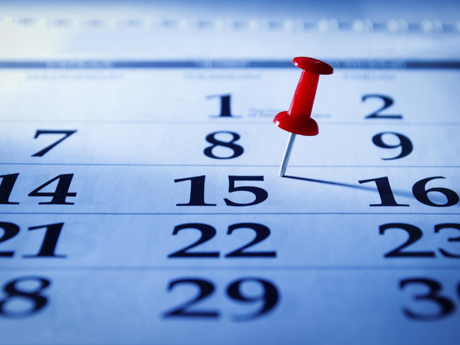 calendar with red pin