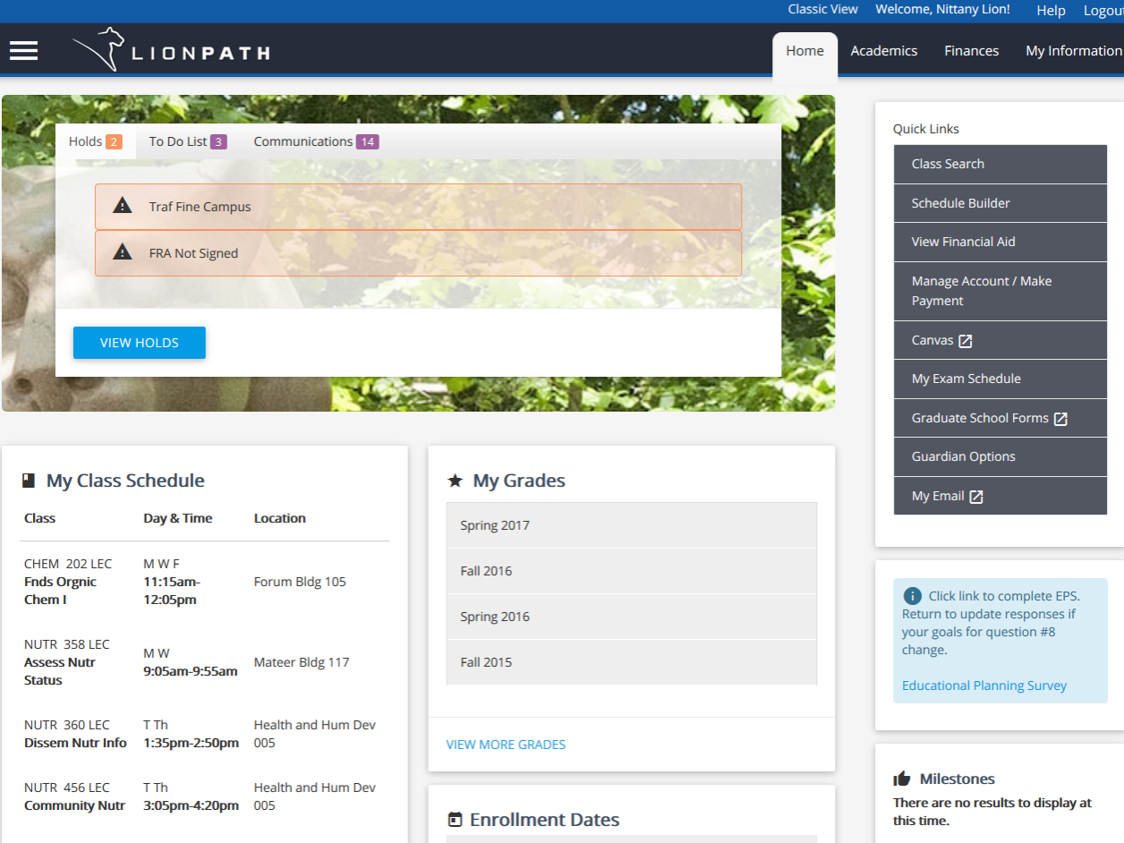 New LionPATH user interface