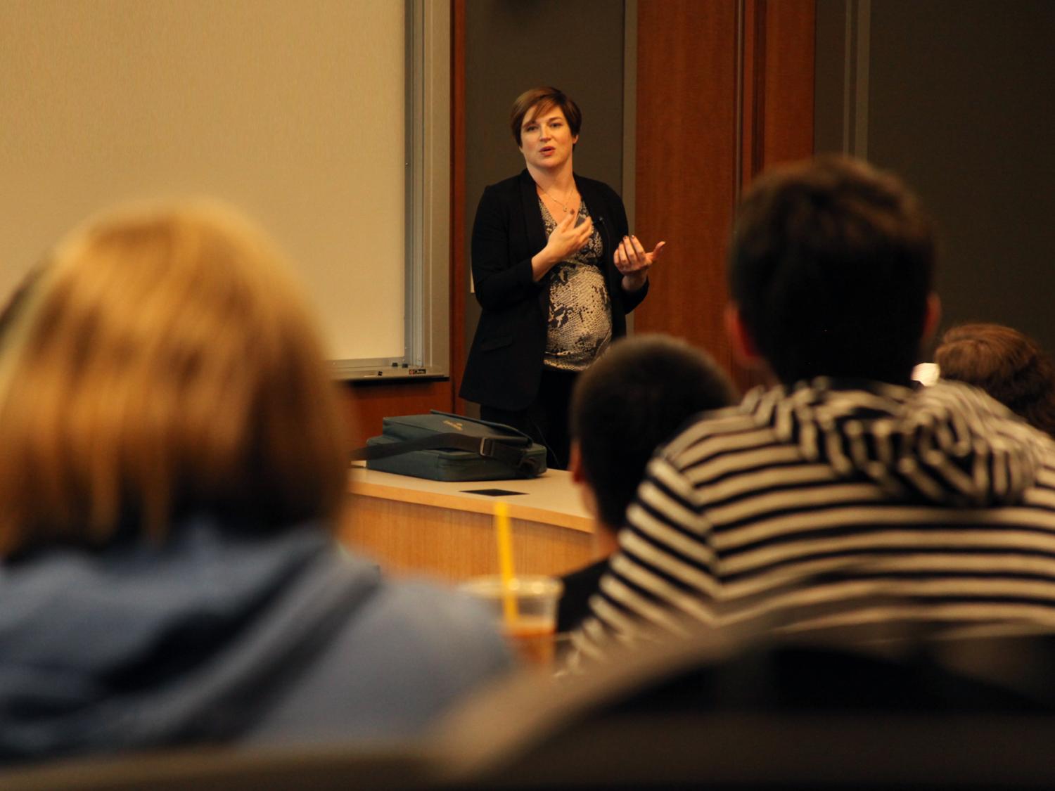 Moira Whelan, deputy assistant secretary for digital strategy at the U.S. State Department speaks to SIA students