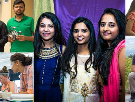 photos of groups of diverse students at various campus events