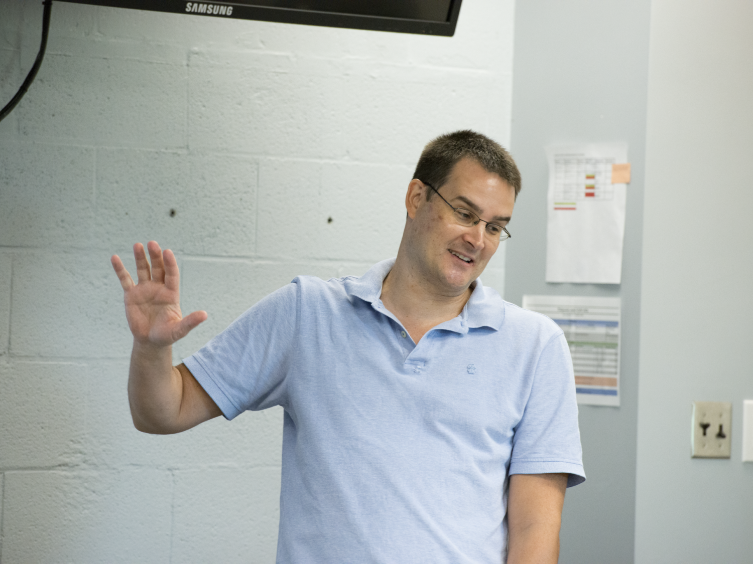 man in front of class