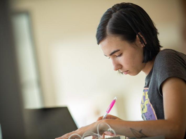 student studying at home