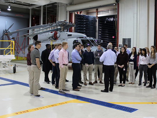 Engineering leadership development students tour a Lockheed Martin hangar