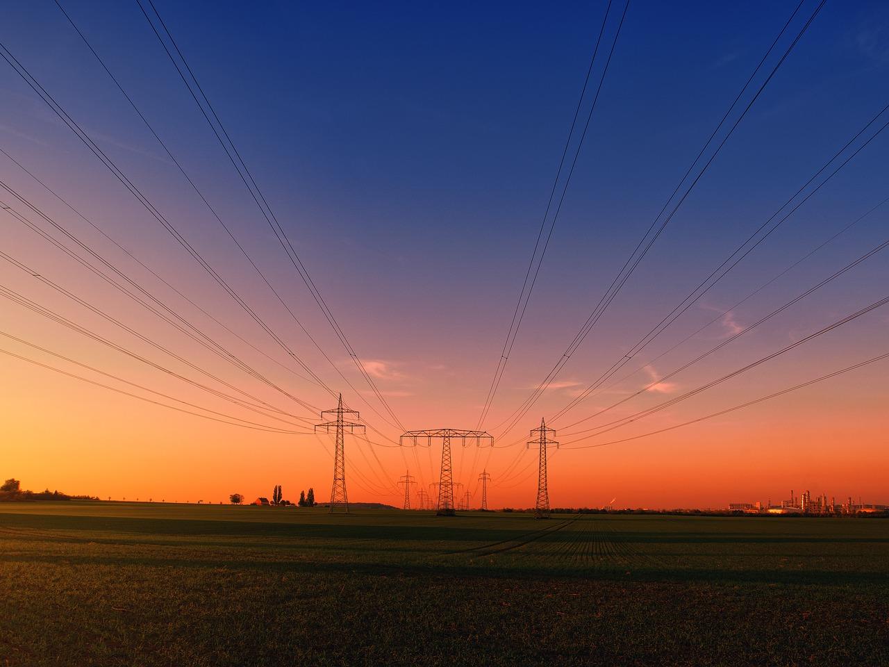 Power lines at sunset.
