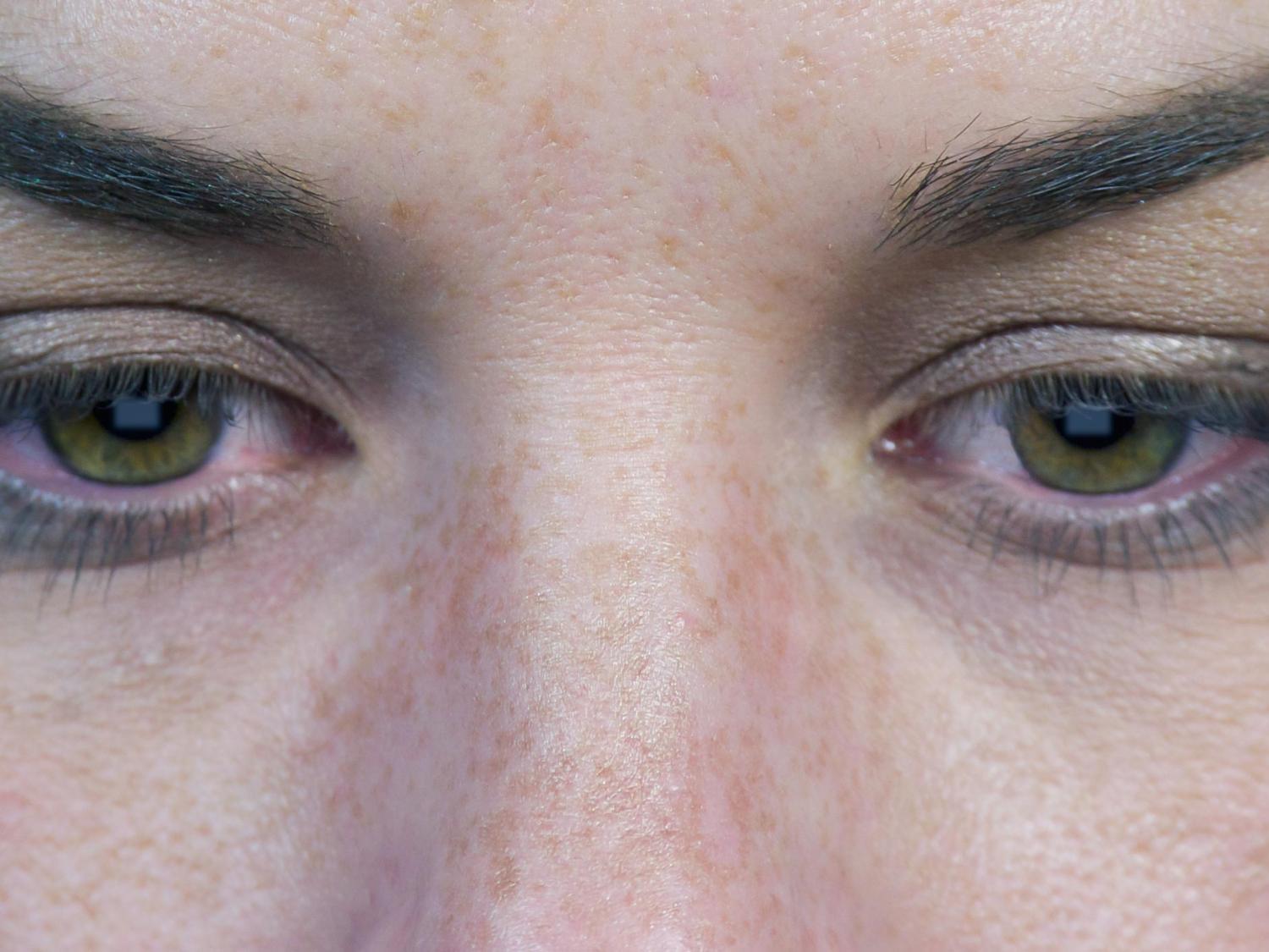 Closeup of eyes reading text