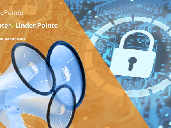 Virtual speaker series graphic. Hosted by VenturePointe and eCenter@LindenPointe. 