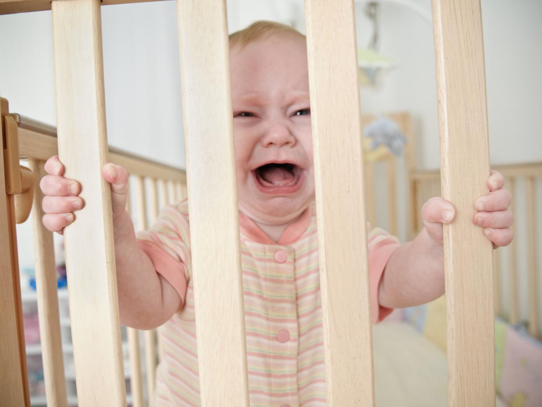 fussy baby in crib