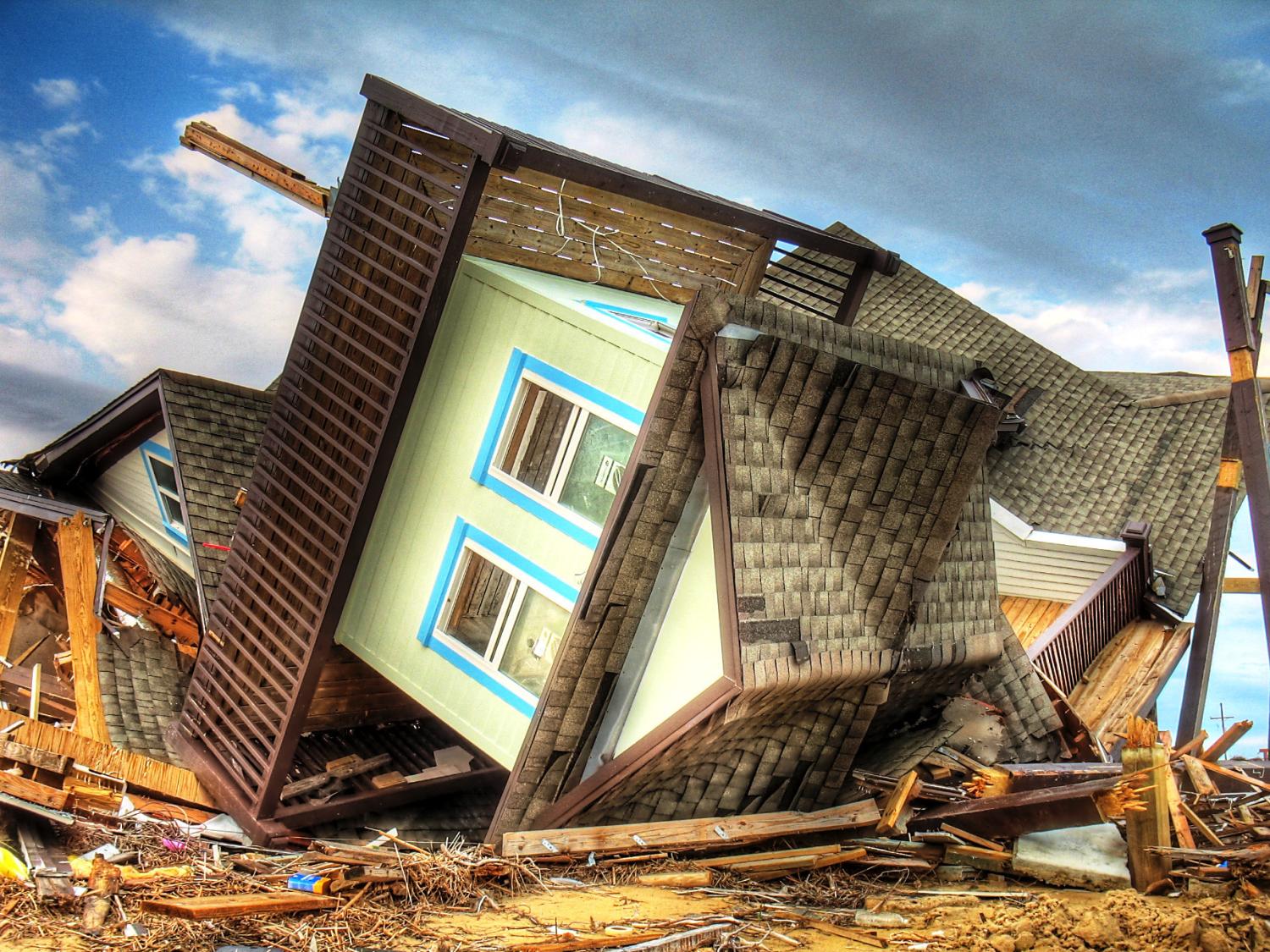 house turned upside down after hurricane