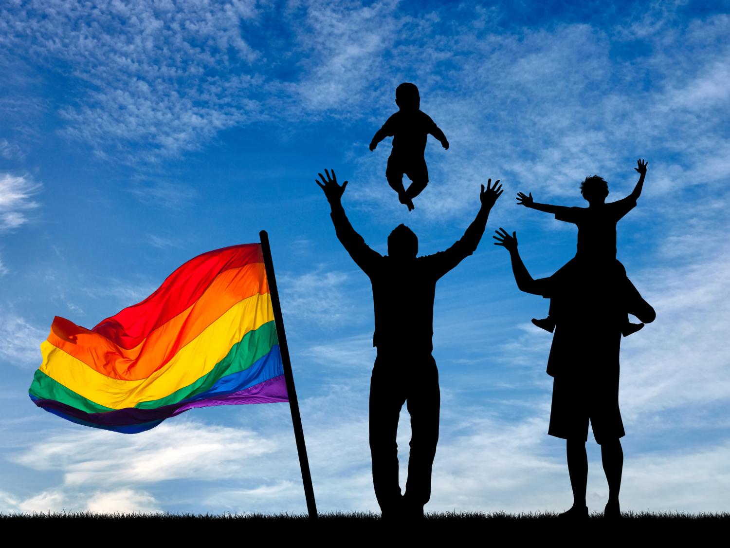 Image of gay fathers with child.