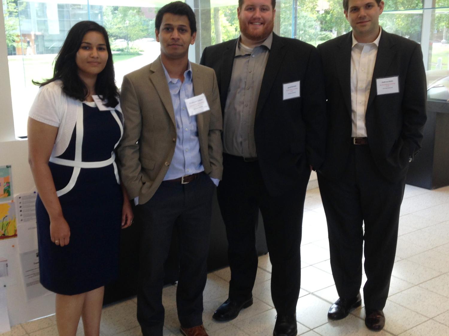 Penn State College of Medicine graduate students Vashudha Bharatula, Prashanth Gokare, Jacob Hornick and Andrew Huhn pose for a photo