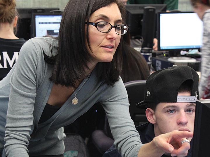 Dr. Grobman with student
