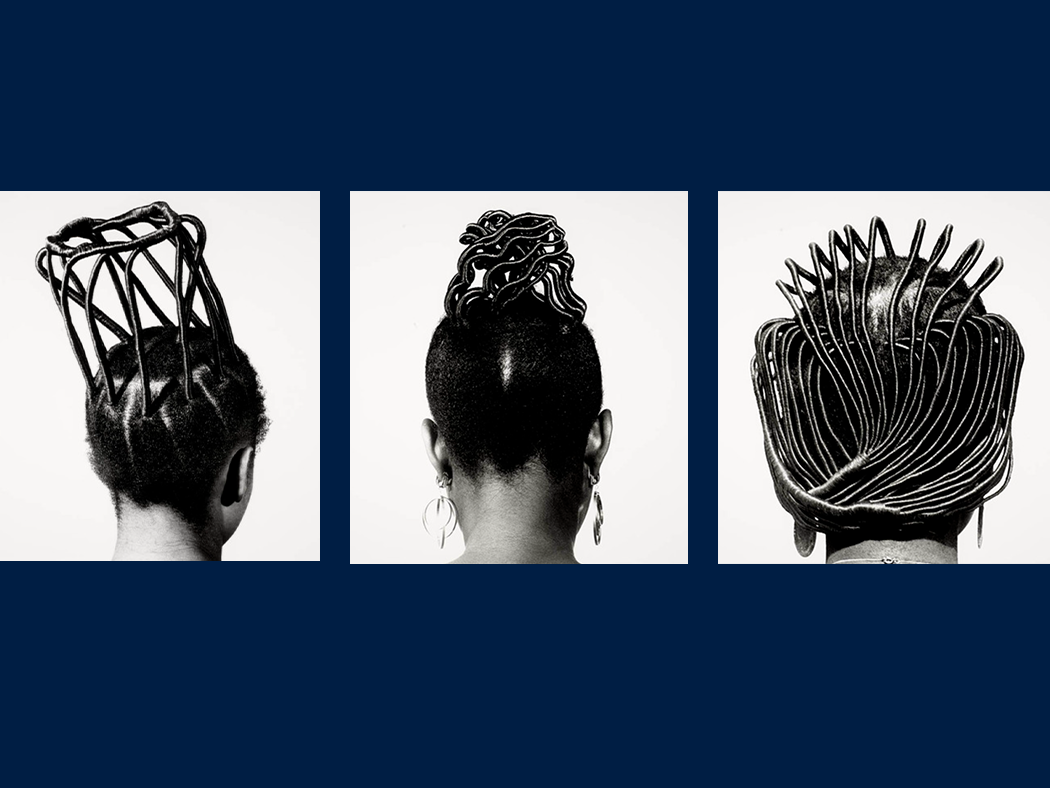 Three images of braided hairstyles.