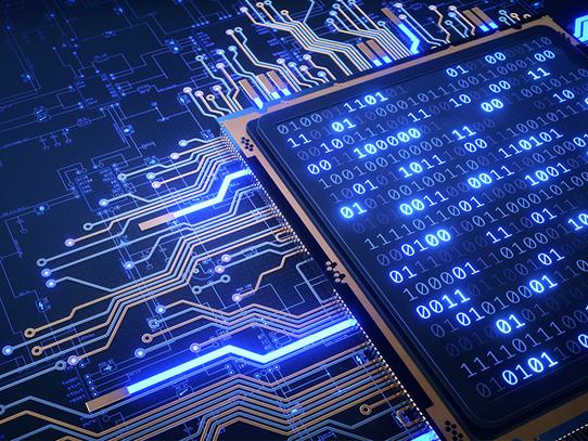 An abstract image of a computer screen with code. 