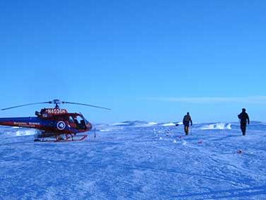 helicopter on ice in antarctica