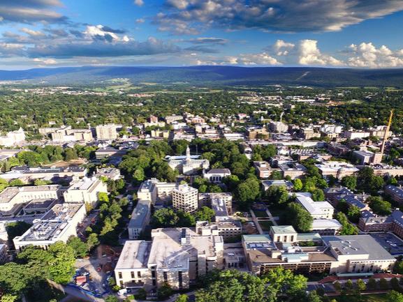 Aerial view of Penn State's University Park campus