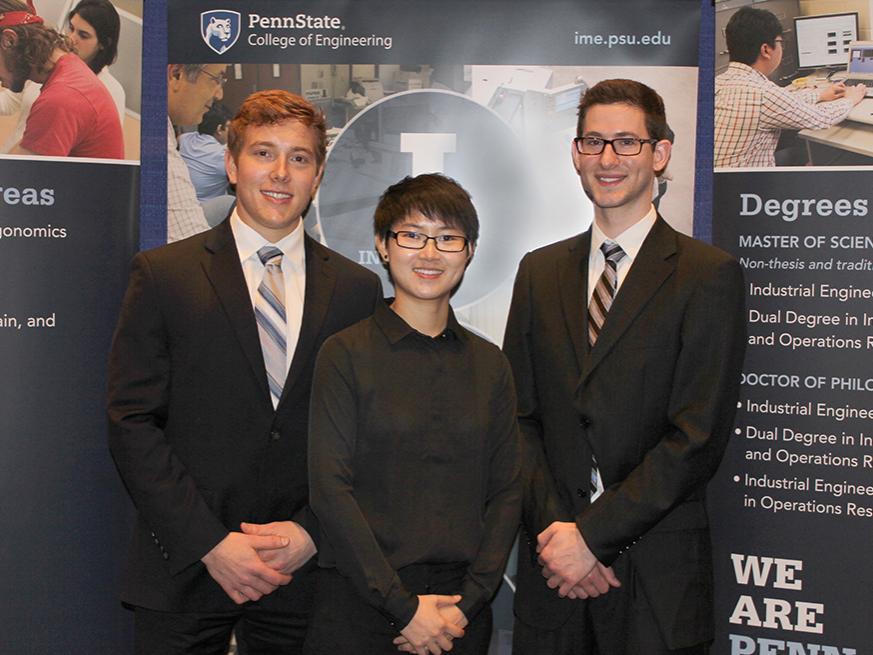 Industrial engineering students Kyler Houser, Jess Li and Joshua Binder