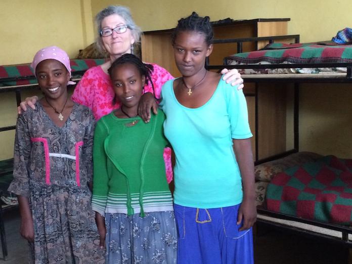 Helen Walker and Ethiopian girls