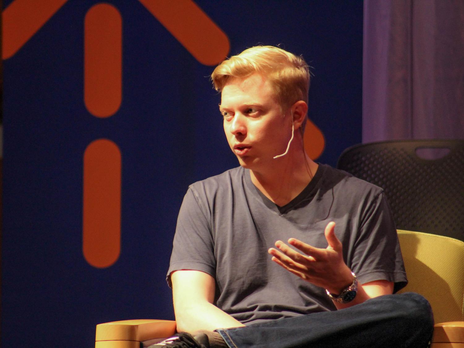 Steve Huffman speaking during Penn State Startup Week on April 21, 2017.