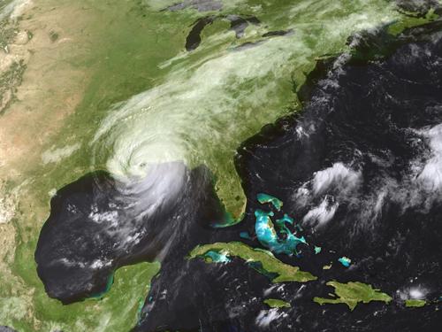satellite view of Hurricane Katrina