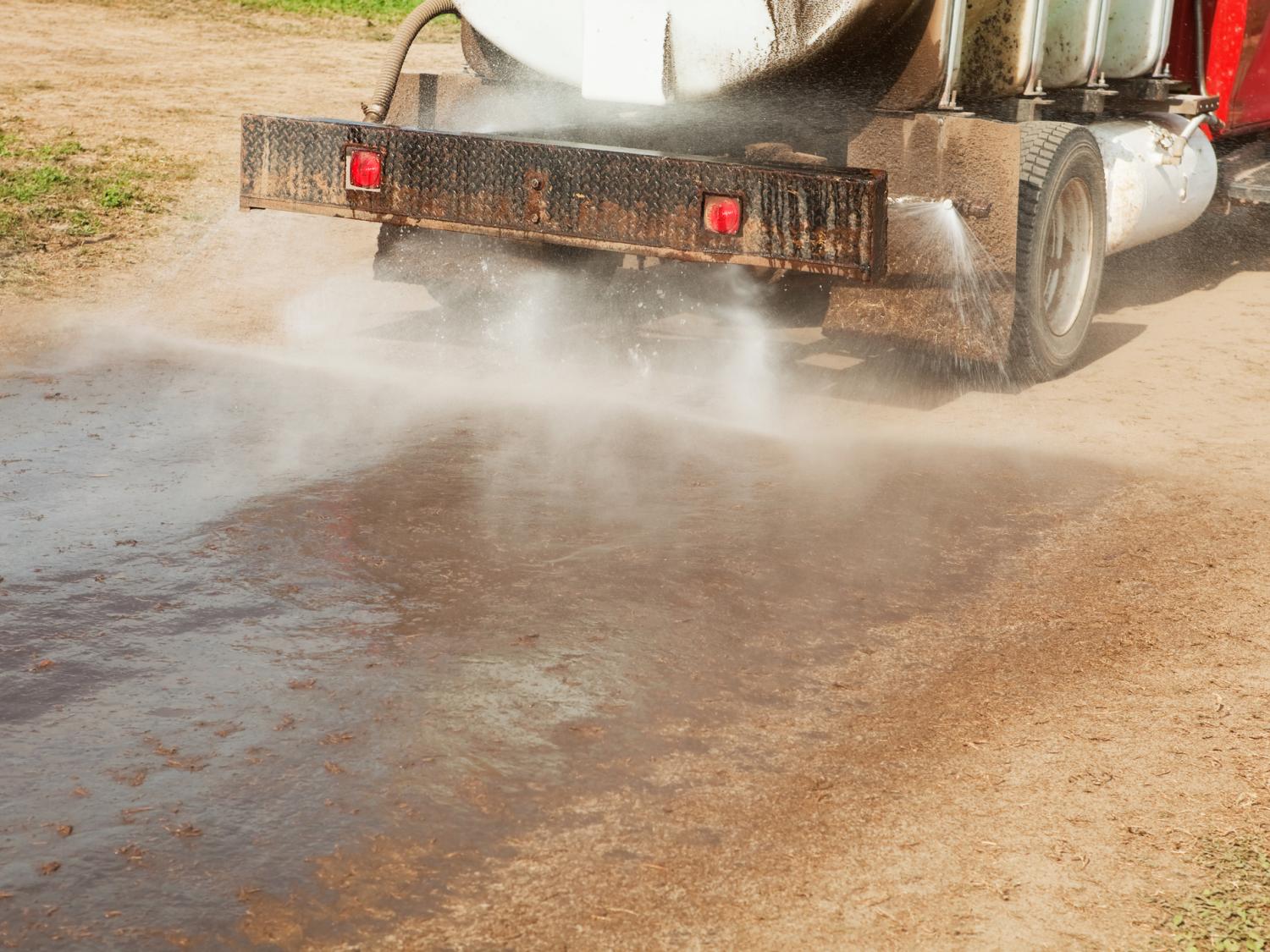 truck spraying water