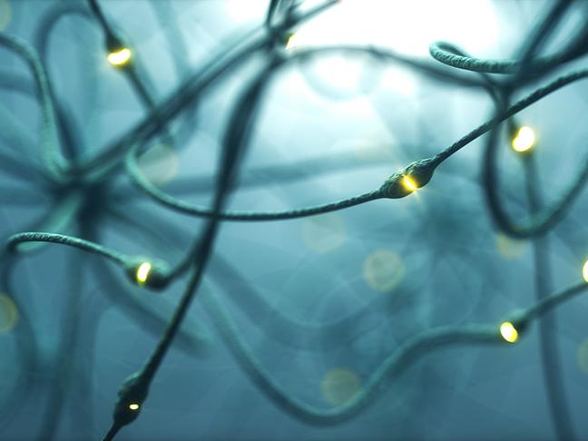 An artist's depiction of synapses firing in the brain.