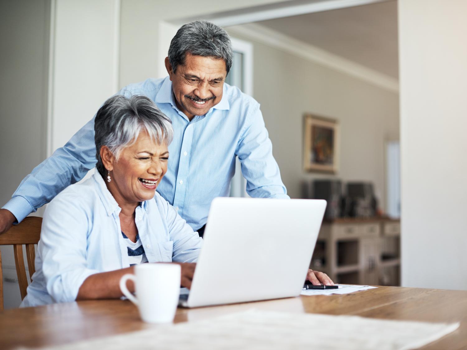 older adults at a computer